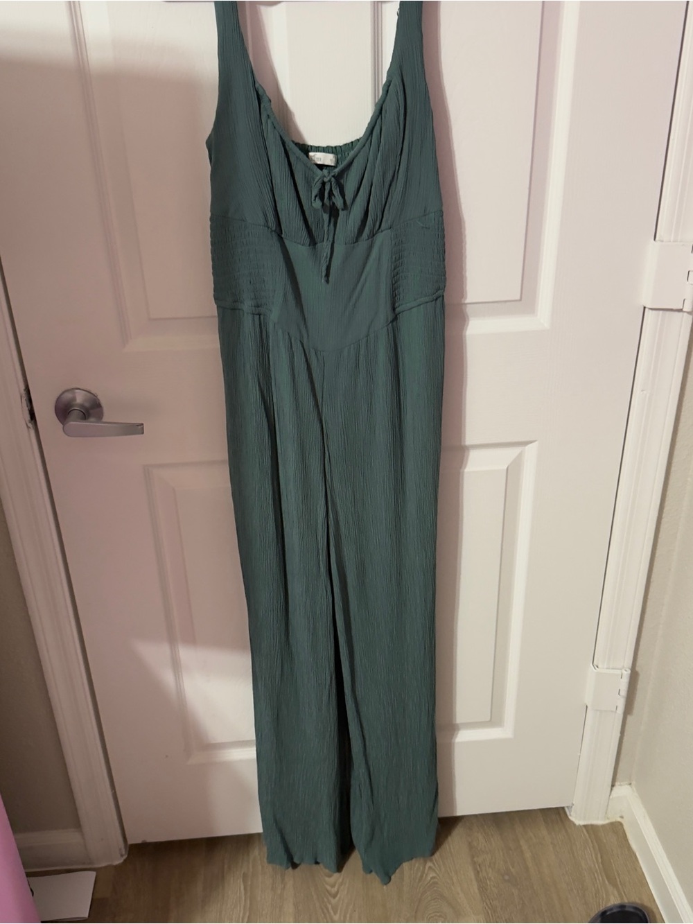 Hollister Dark Teal Sleeveless Tie-Front Wide-Leg Jumpsuit